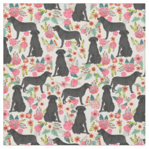 Black Labrador vintage blommigts kräm Tyg