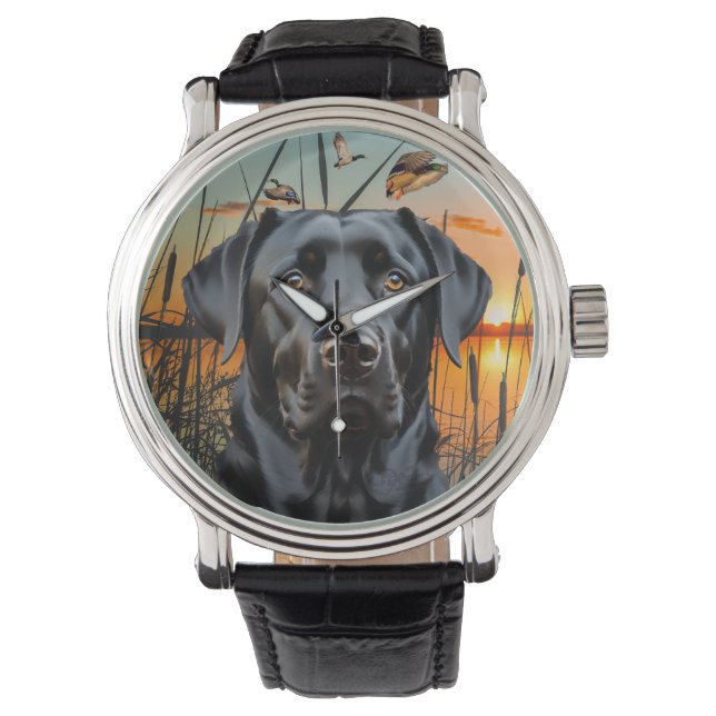 Black Labrador Watch, Labour Retriever Armbandsur (Framsida)