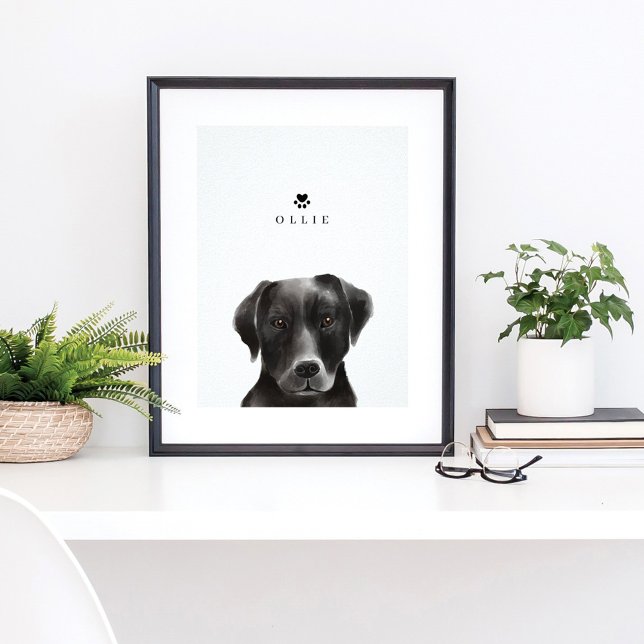 Black Labrador Watercolor Illustration Hund's Namn Poster (Skapare uppladdad)