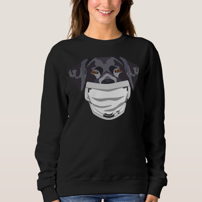 Black Labrador Wearing A Ansikte Mask T Shirt (Framsida)