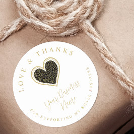 Black Lace Effect Heart Love & Thanks Supporting Runt Klistermärke