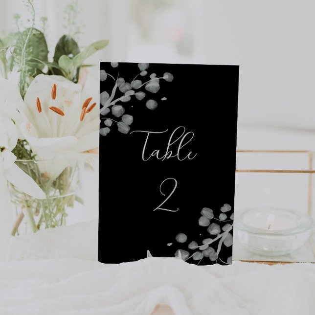 Black Lacquer Bröllop Bordsnummer (Sophisticated Black Lacquer Table Number)