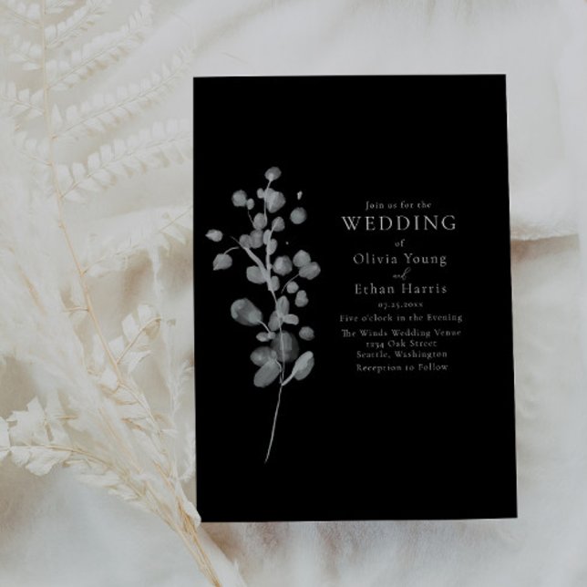 Black Lacquer Wedding-inbjudan Inbjudningar (Skapare uppladdad)