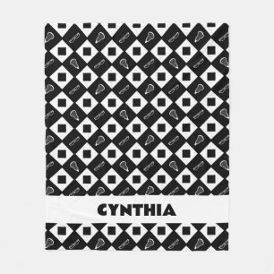 Black Lacrosse Argyle Mönster Fleece Blanket