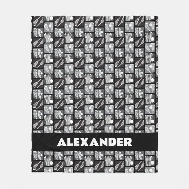 Black Lacrosse Blocks of Sticks and Bollar Fleecefilt (Framsidan)