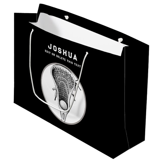 Black Lacrosse Large Gift Bag (Framsidan Vinklad)