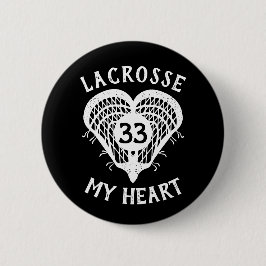 Black Lacrosse My Heart Button Knapp