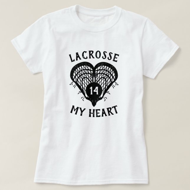 Black Lacrosse My Heart T-Shirt (Design framsida)