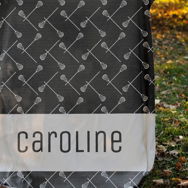 Black Lacrosse White Sticks Patterned Fleecefilt (Skapare uppladdad)