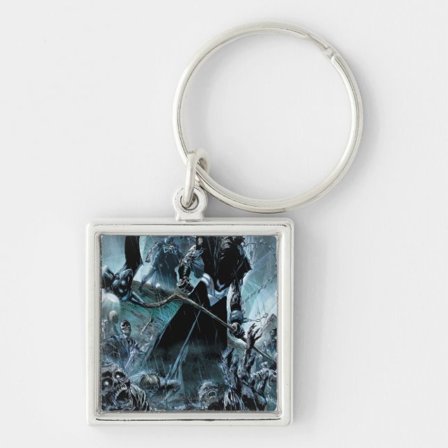 Black Lantern Corps Panel Fyrkantig Silverfärgad Nyckelring (Framsidan)