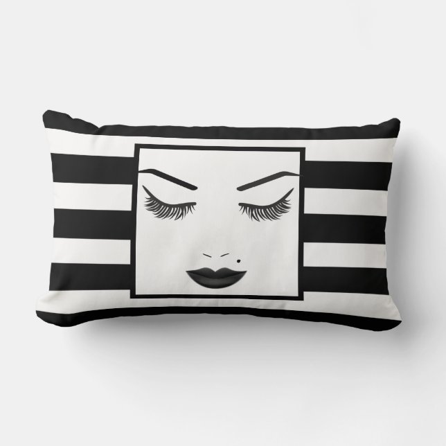Black Läppar Beauty Makeup Ansikte Lash & Eyebrows Lumbarkudde (Framsida)