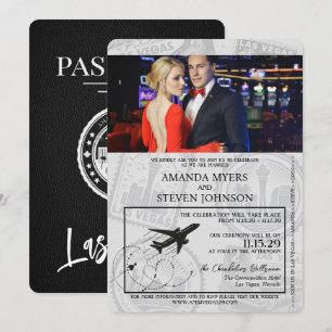 Black Las Vegas Passport Bröllop Inbjudningar