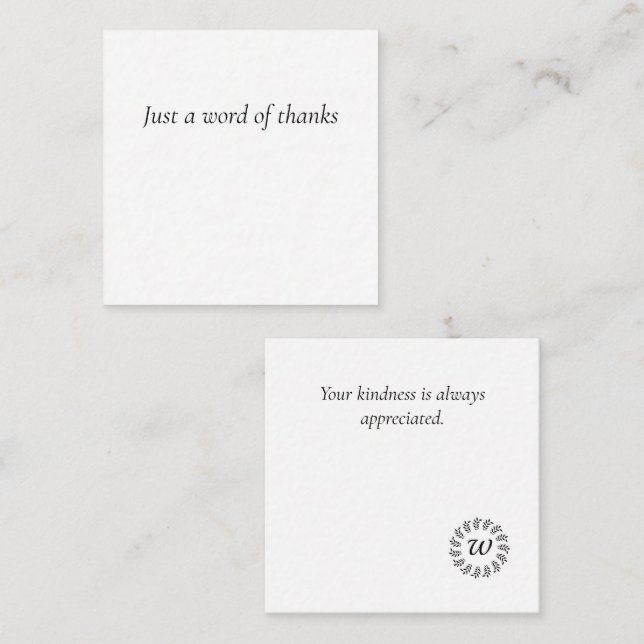 Black laurel wreath monogrammed anteckningskort (Fram/baksida)