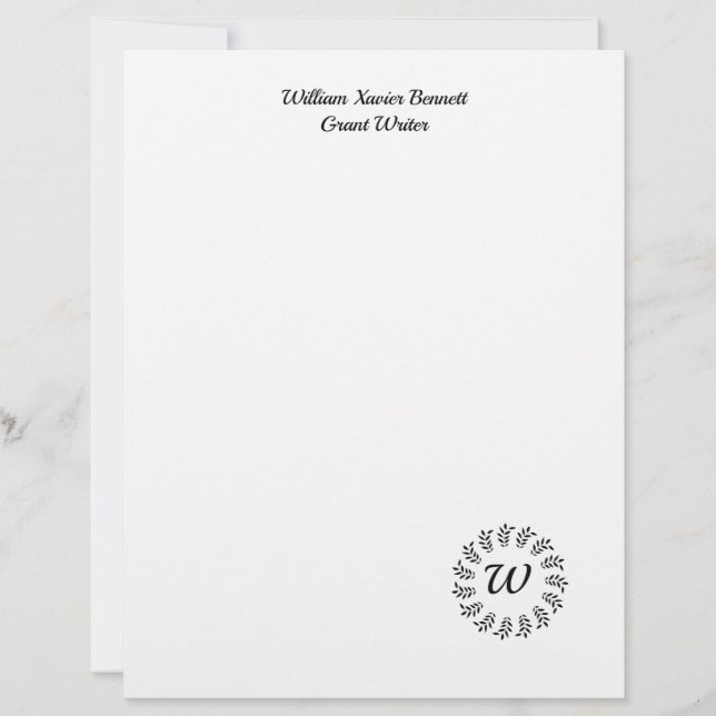 Black laurel wreath monogrammed brevhuvud (Framsida)