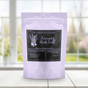 Black Lavender Watersecure Bath Soak Pouch-etikett