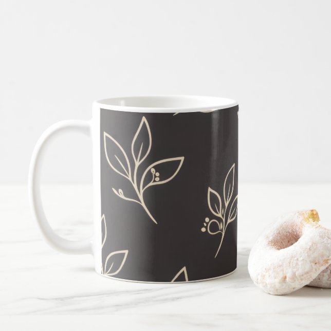 Black Leaf Mug | Modern Coffee Mug Kaffemugg (Med munk)