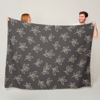 Black Leaf Throw Blanket Fleecefilt