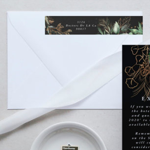 Black Leafy Botanical Eucalyptus Elegant Greenery Etikettband