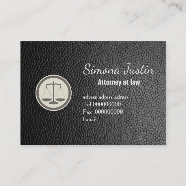 Black Leather Attorney affärskort Visitkort (Framsida)