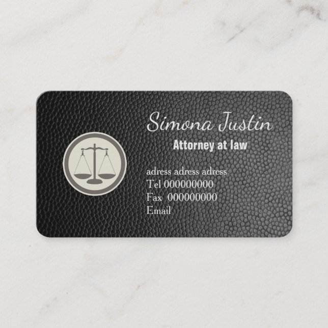 Black Leather Attorney affärskort Visitkort (Framsida)