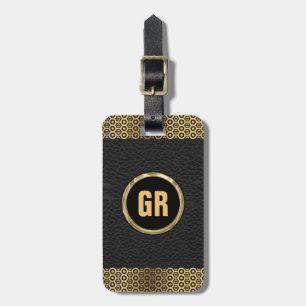 Black Leather Guld Geometric Gräns Bagagebricka