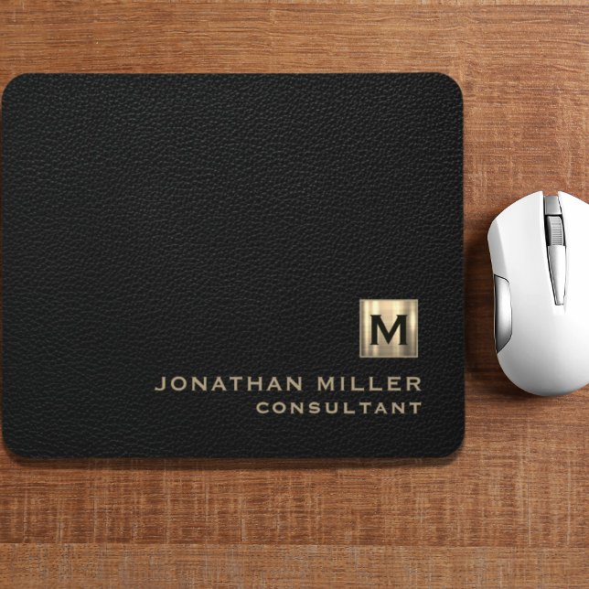 Black Leather Guld Monogram Musmatta (Skapare uppladdad)