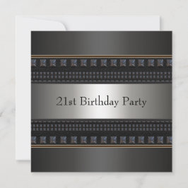 Black Leather Mans 21:a födelsedagen Party Inbjudningar