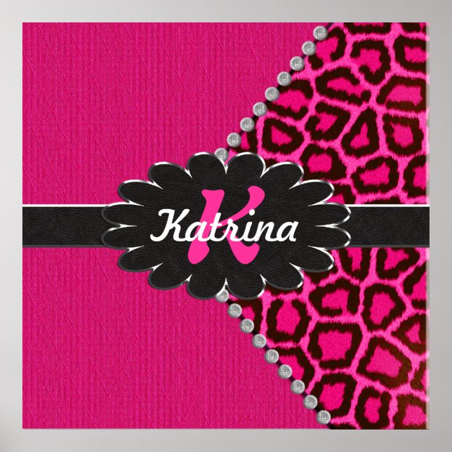 Black Leather Monogram på Rosa Cheetah Poster (Framsidan)