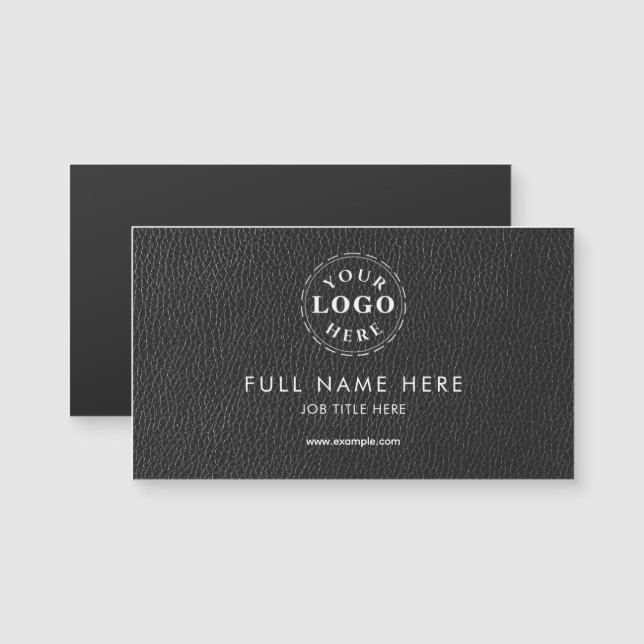 Black Leather Pattern Magnetic Business Card (Fram/baksida)