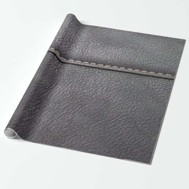 Black leather stitched with white stitching presentpapper (Utrullad)