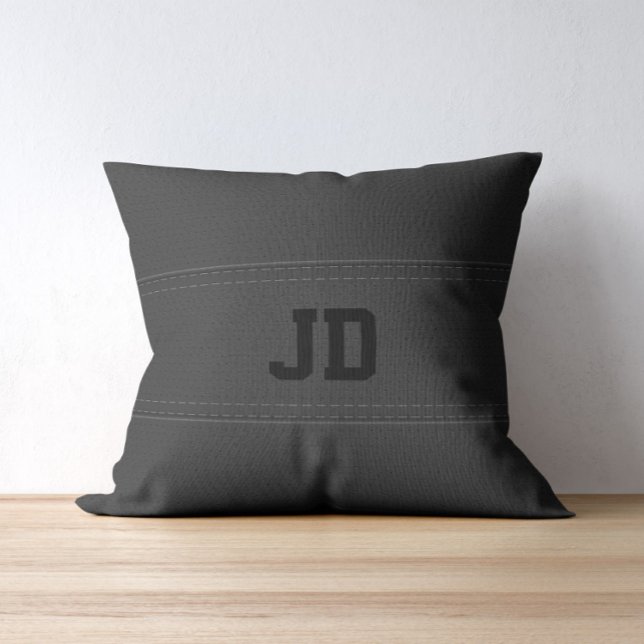 Black Leather Struktur Black Monpogram Kudde (Skapare uppladdad)