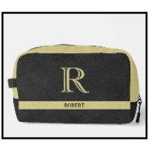 Black Leather Struktur Guld Monogram Namn
