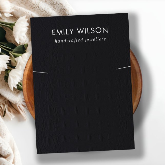 Black Leather Struktur Necklace Band Visning Visitkort (Skapare uppladdad)