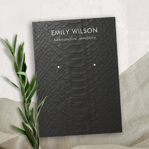 BLACK LEATHER STRUKTUR STUD EARRING VISNING CARD VISITKORT