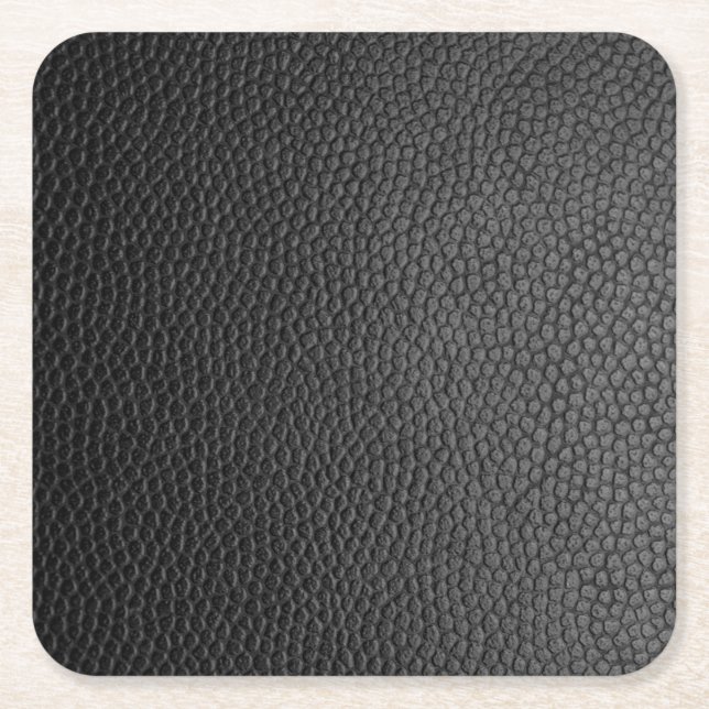 Black Leather Struktur Underlägg Papper Kvadrat (Framsidan)