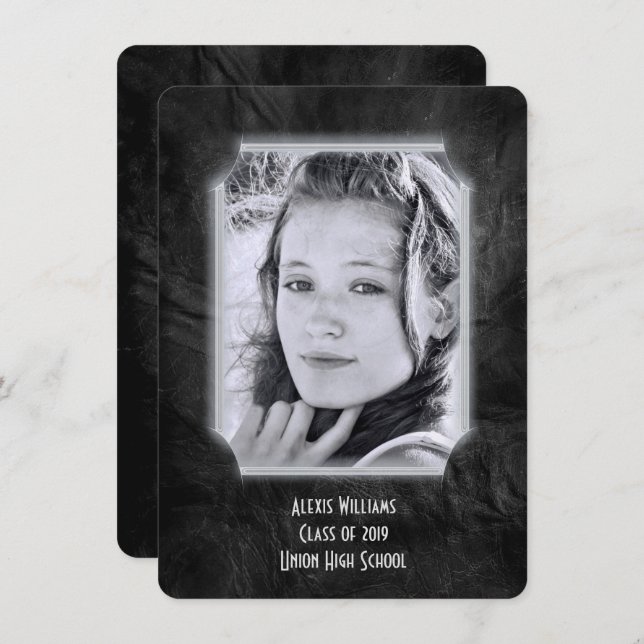 Black Leather Studenten Inbjudan (Fram/baksida)