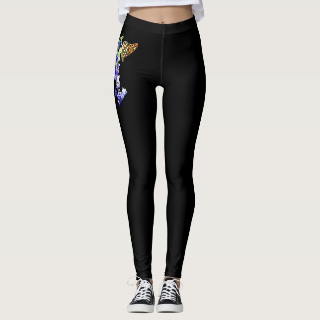 Black Leggings med Monarch Butterfly (Framsida)