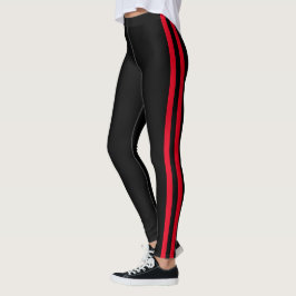 Black Leggings med Red Side Rand Anpassningsbar Fä