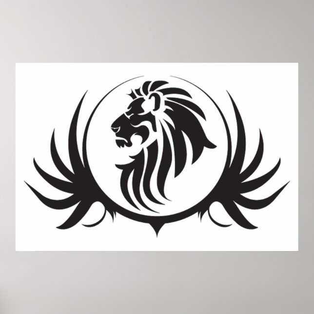 Black Lejon Head On White Background Poster (Framsidan)