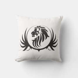 Black Lejon Head på White Cushion Kudde