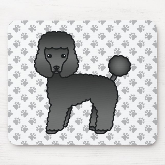 Black Leksak Pudel Cute Tecknad hund Musmatta (Framsidan)
