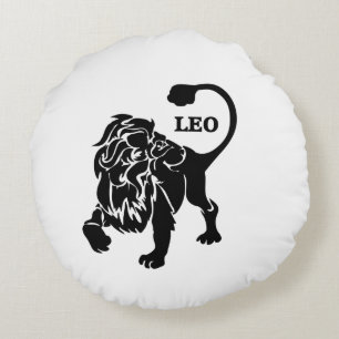 Black Leo Lejon Zodiac Rund Kudde