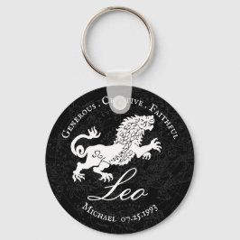 Black Leo Zodiac Personality Vintage Astro Anpassn Nyckelring