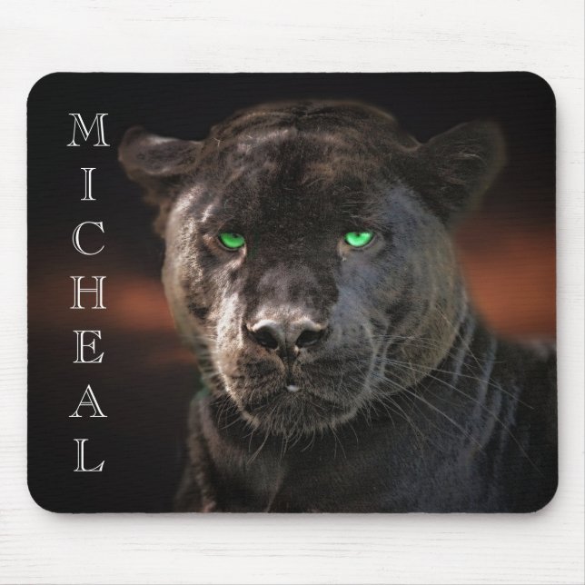Black Leopard Big Cat Personlig namn Musmatta (Framsidan)