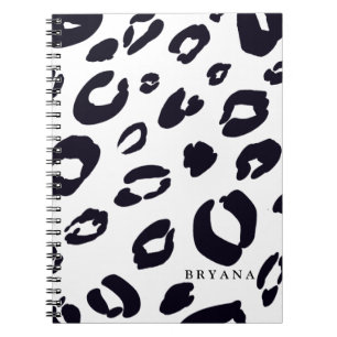 Black Leopard Cheetah Print (ANY FÄRG) - bärbar da Anteckningsbok Med Spiral