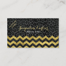 Black Leopard Chevron Cosmetolog Visitkort
