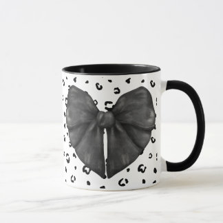 Black Leopard Coquette Girly Skriv ut Bow Mugg