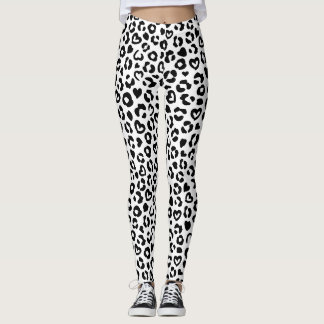 Black Leopard Heart Mönster Leggings