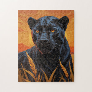 Black Leopard och African Savannah Pussel
