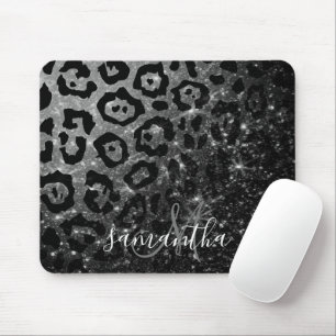 Black Leopard Print och Glitter Musmatta